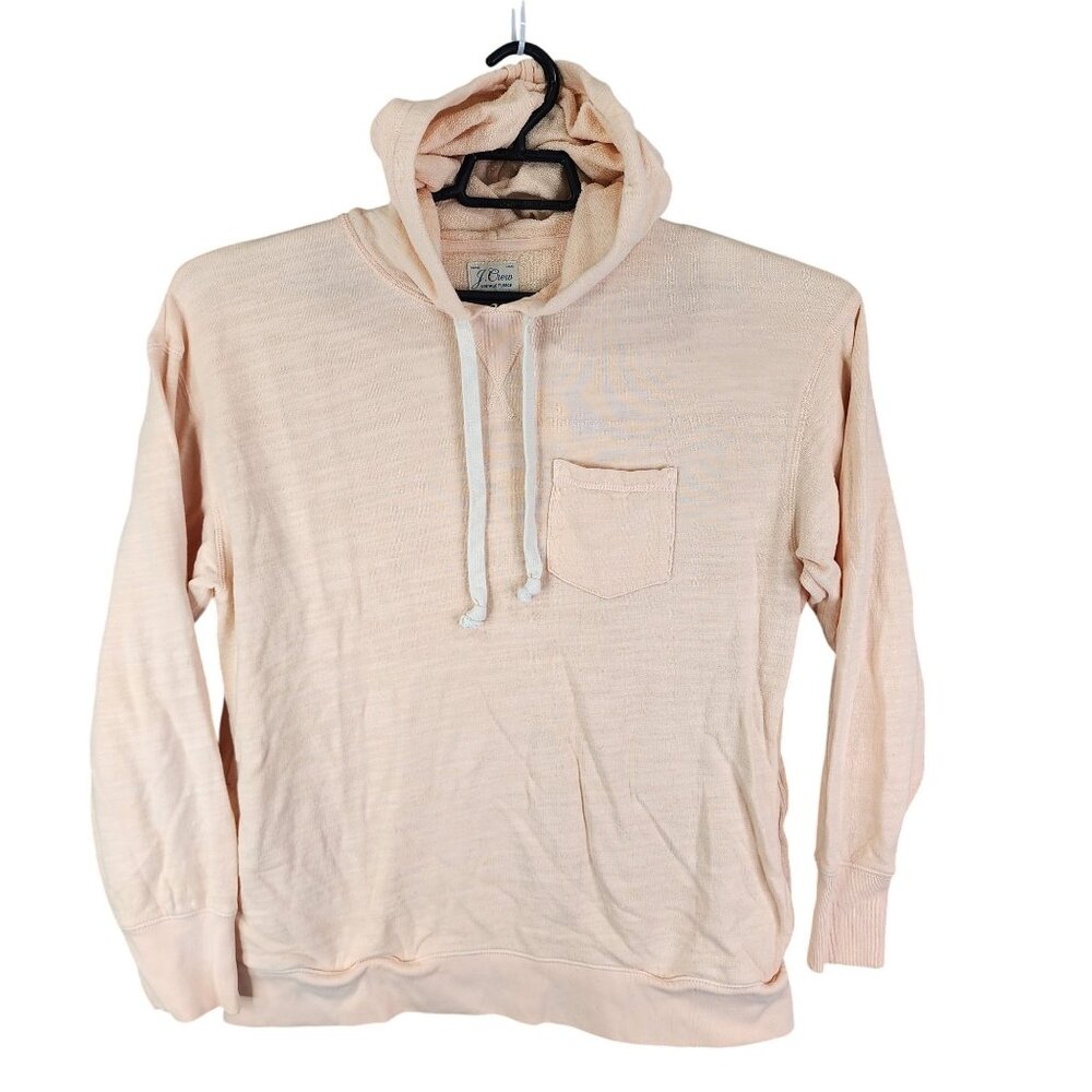 Womens Peach J.Crew Vintage Fleece Hoodie Sweatshirt Long Sleeve Size S